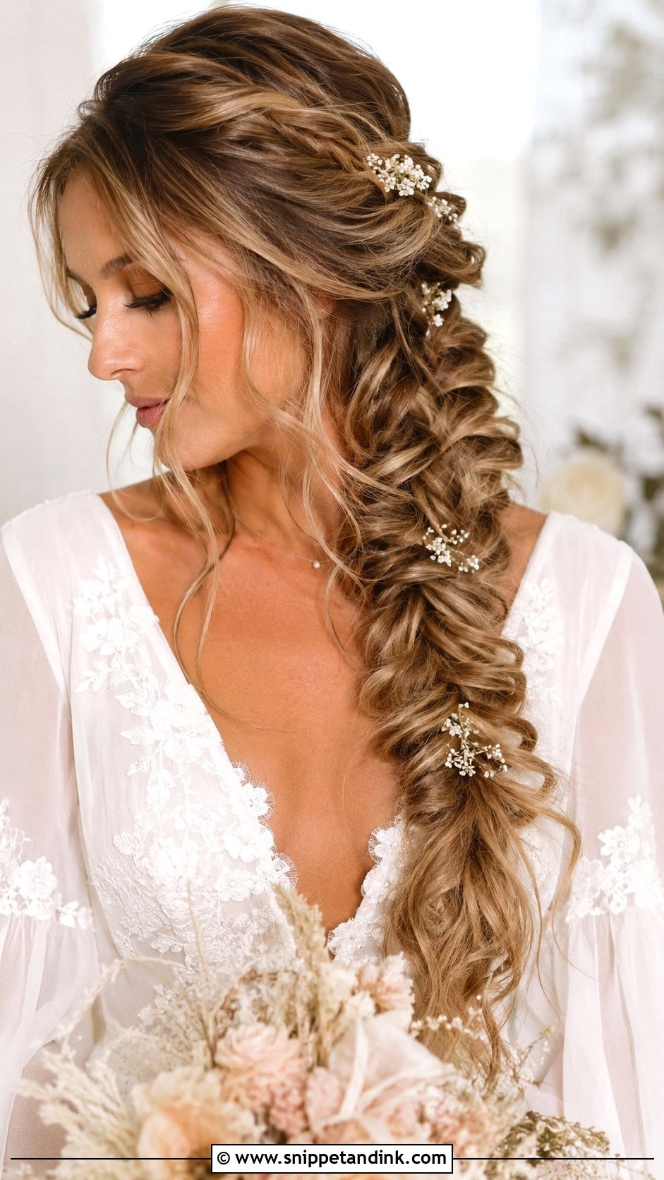 Loose Fishtail Braid Wedding Hairstyle - Snippet and Ink - 20 Beautiful Wedding Hairstyles