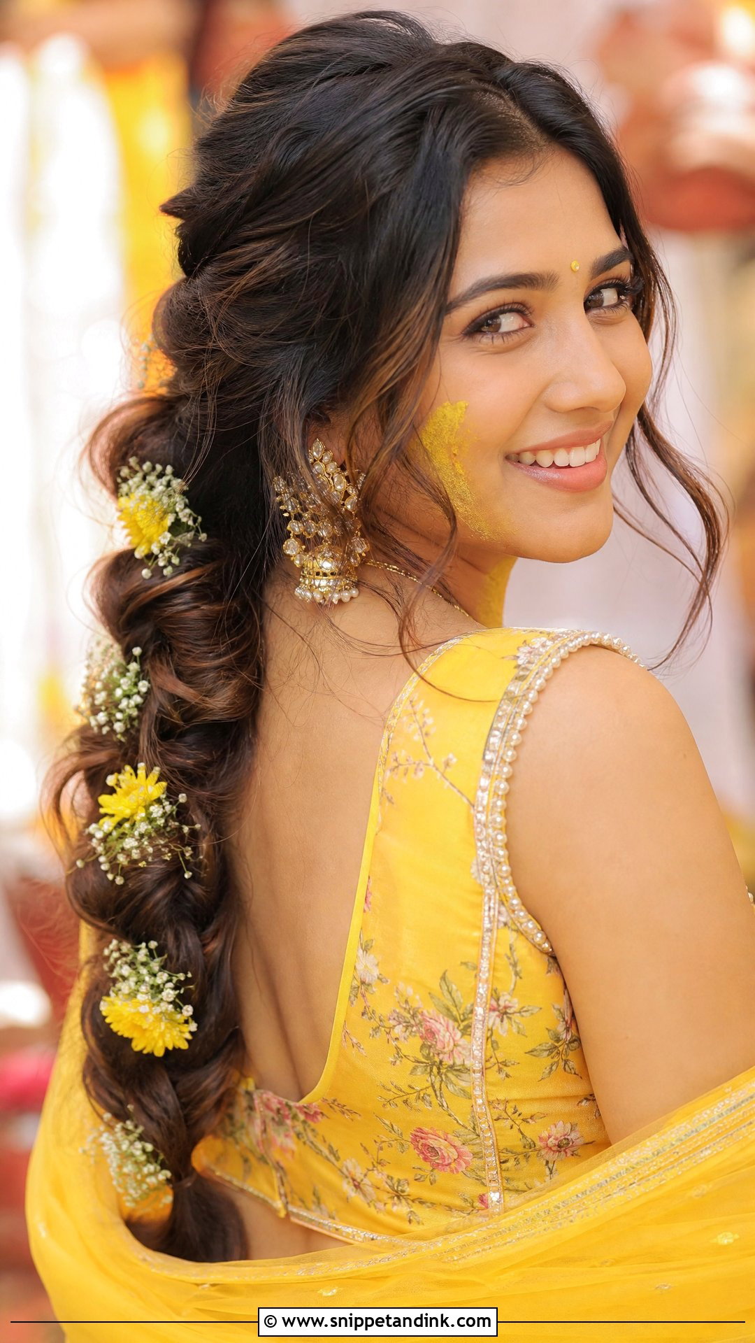 Loose French Braid With Tendrils - Snippet and Ink - 20 Hairstyle for Haldi Bride Ideas