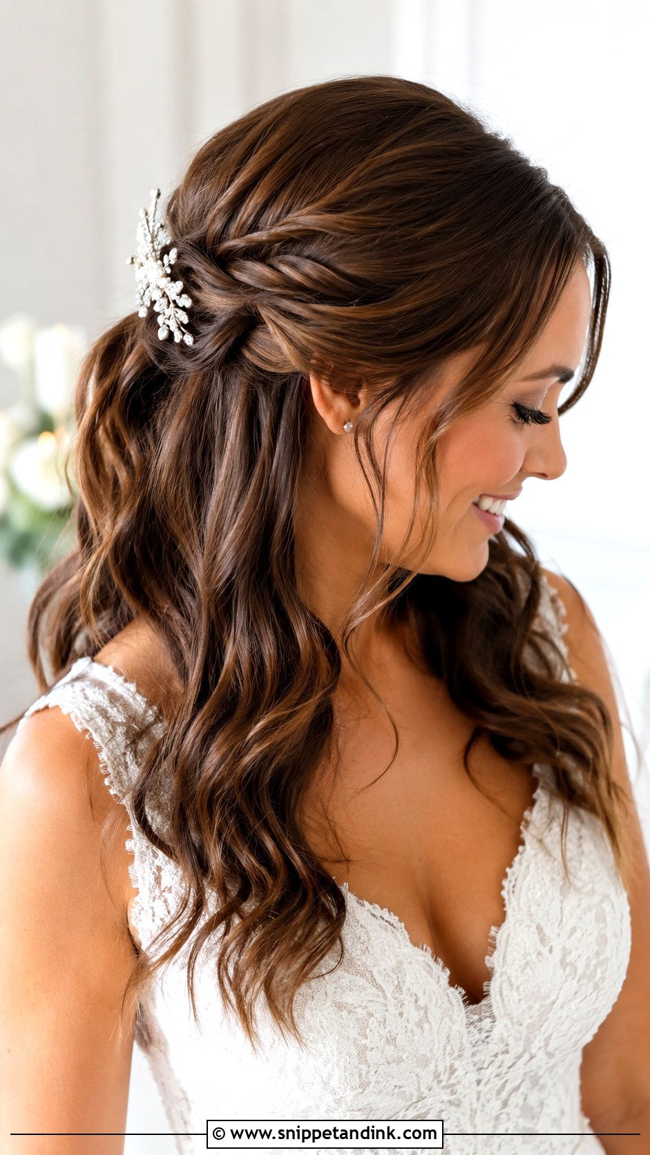 Loose Half Up Wedding Hairstyle - Snippet and Ink - 15 Lose Wedding Hairstyles