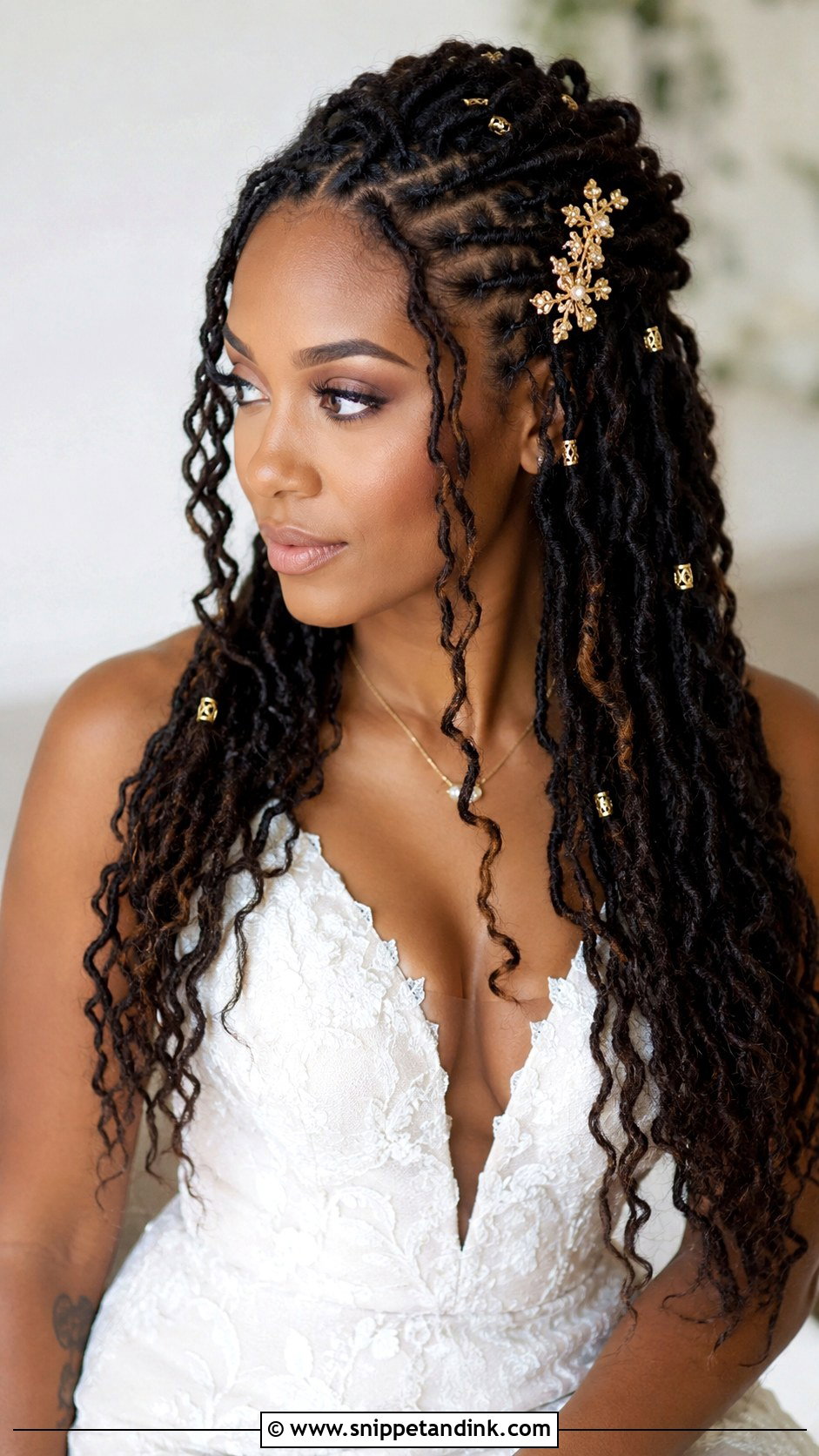Loose Locs With Half Updo - Snippet and Ink - 20 Bridal Natural Hairstyles