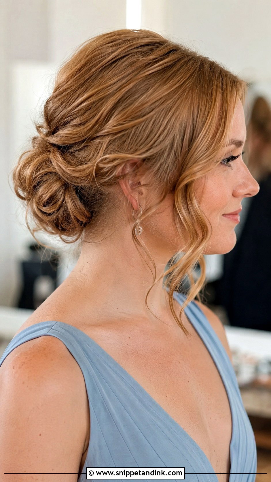 Loose Low Bun For Short Hair Bridesmaid - Snippet and Ink - 20 Short Hair Bridesmaid Hairstyles Updo Low Buns