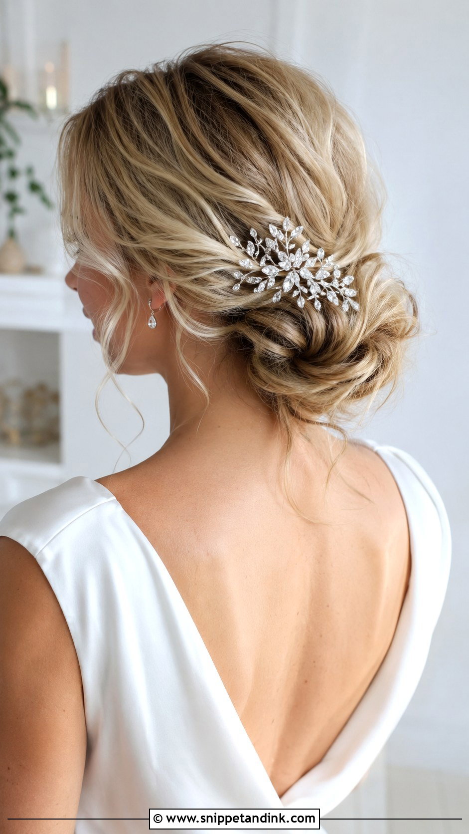 Loose Low Bun With Hair Accessories - Snippet and Ink - 25 Loose Low Bun Wedding Hair Ideas
