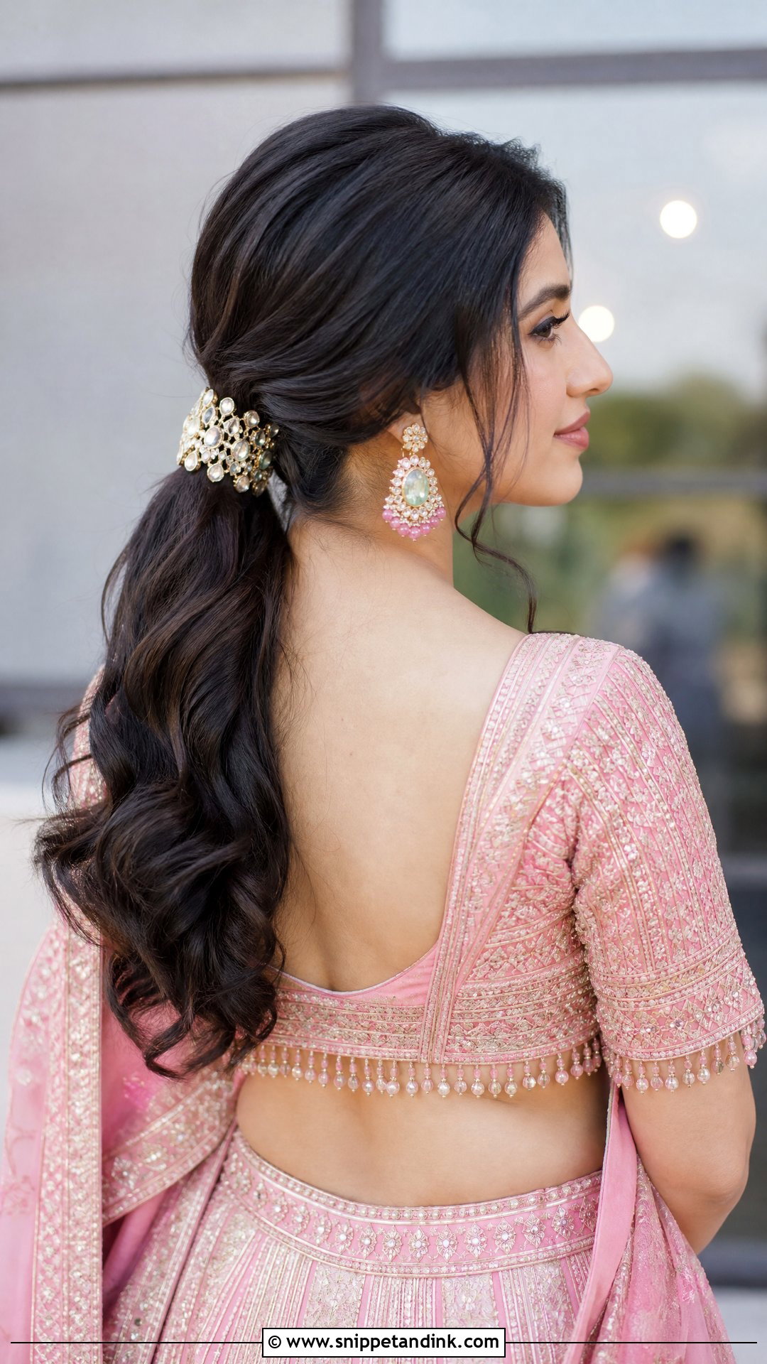 Loose Low Ponytail Hairstyle - Snippet and Ink - 20 Loose Indian Wedding Hairstyles