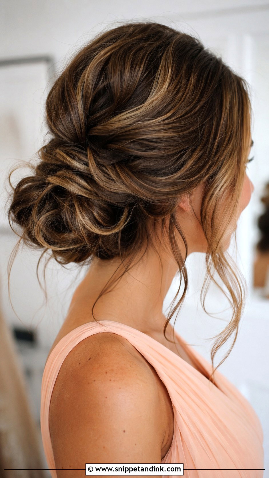 Loose Messy Bun Bridesmaid Hair - Snippet and Ink - 20 Messy Bun Bridesmaid Ideas