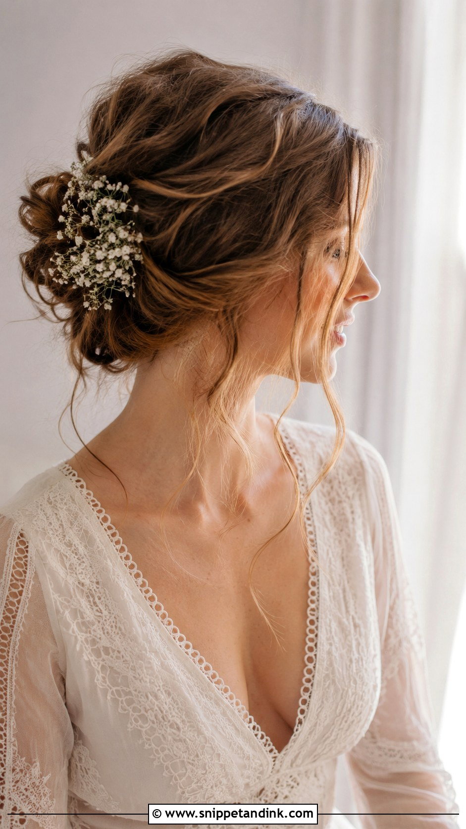 Loose Messy Bun for Brides - Snippet and Ink - 25 Classy Bridal Hair Ideas