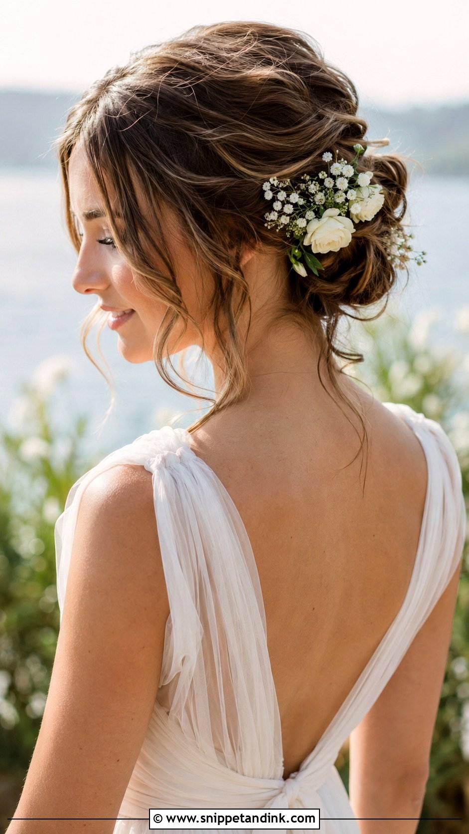 Loose Pinned Updo With Tendrils - Snippet and Ink - 20 Beach Wedding Hair Updo Ideas
