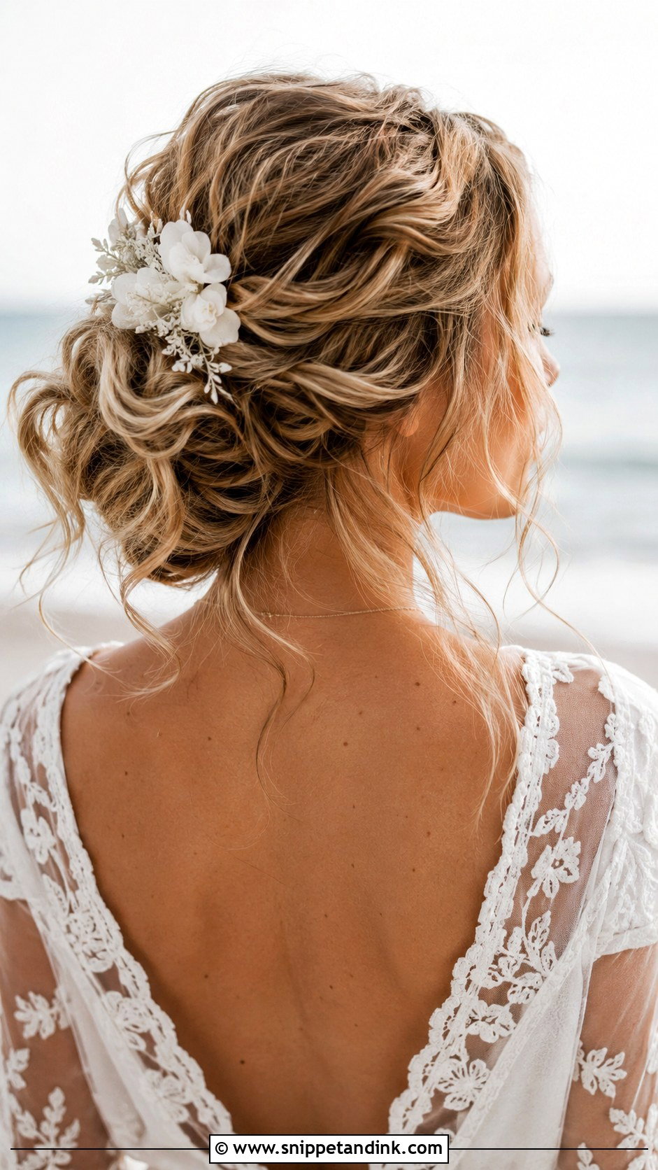 Loose Romantic Bun With Waves - Snippet and Ink - 25 Bride Bun Hairstyles