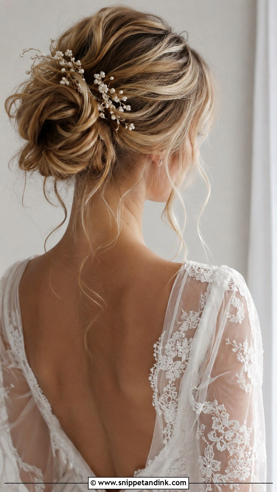 Loose Romantic Bun for Bride - Snippet and Ink - 20 Bridal Bun Hairstyle Ideas
