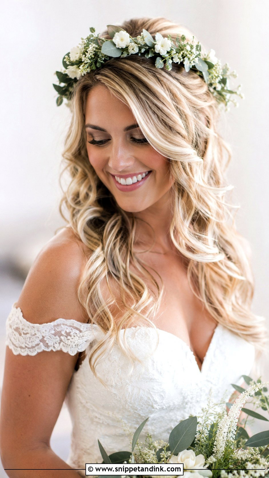 Loose Romantic Curls for Brides - Snippet and Ink - 20 Round Face Wedding Hairstyles