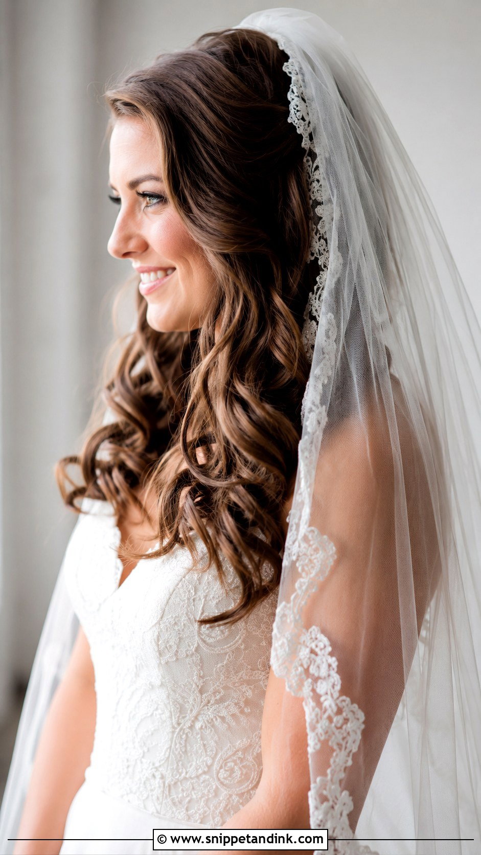 Loose Romantic Curls with Veil - Snippet and Ink - 20 Loose Bridal Hair Ideas
