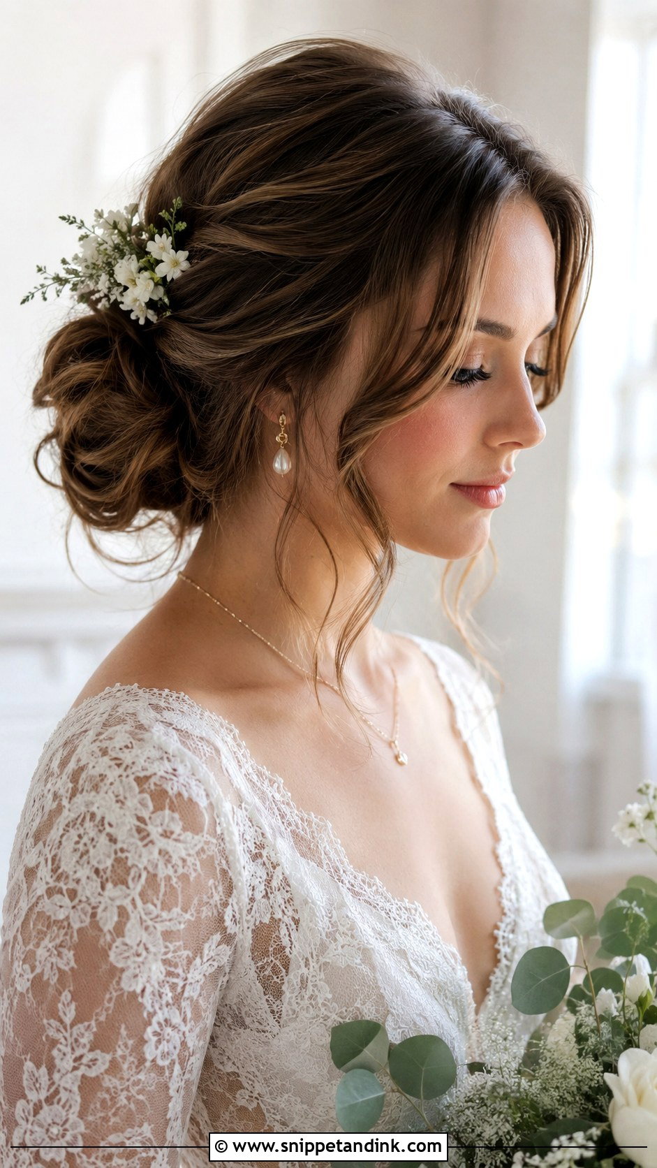 Loose Romantic Low Bun - Snippet and Ink - 30 Bride Updo Hairstyles
