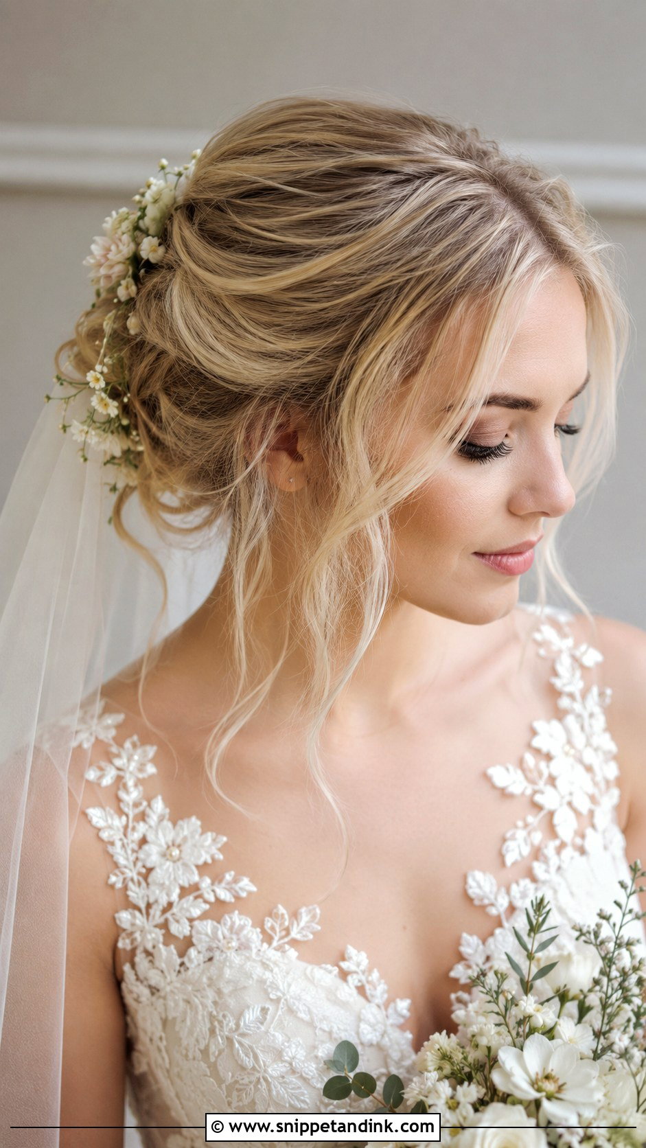Loose Romantic Updo With Face Framing Tendrils - Snippet and Ink - 20 Wedding Bride Updo Hairstyles