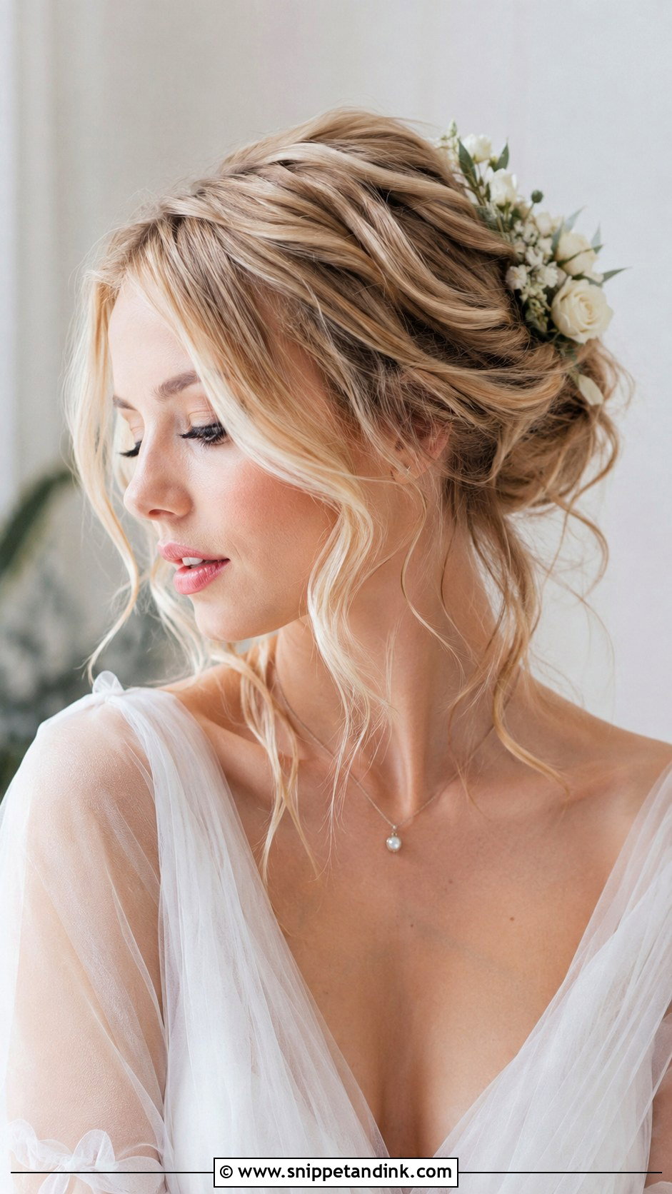 Loose Romantic Updo With Waves - Snippet and Ink - 20 Classy Elegant Updo Wedding Hairstyles