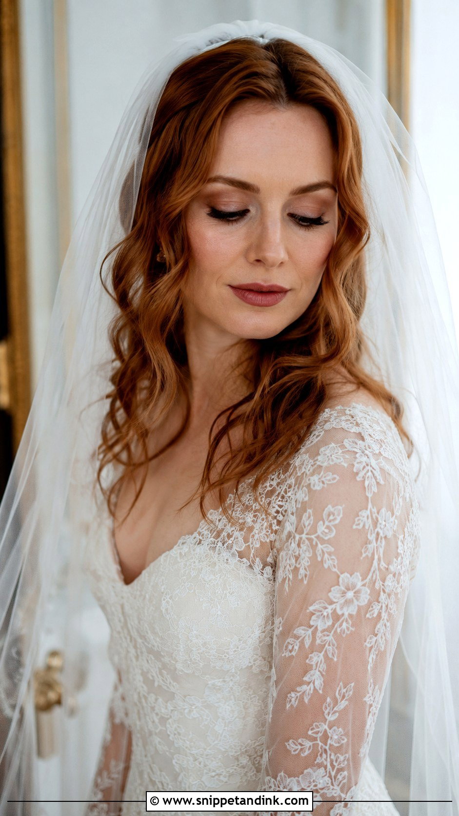 Loose Romantic Waves With Cathedral Veil - Snippet and Ink - 25 Cathedral Veil Hairstyle Ideas