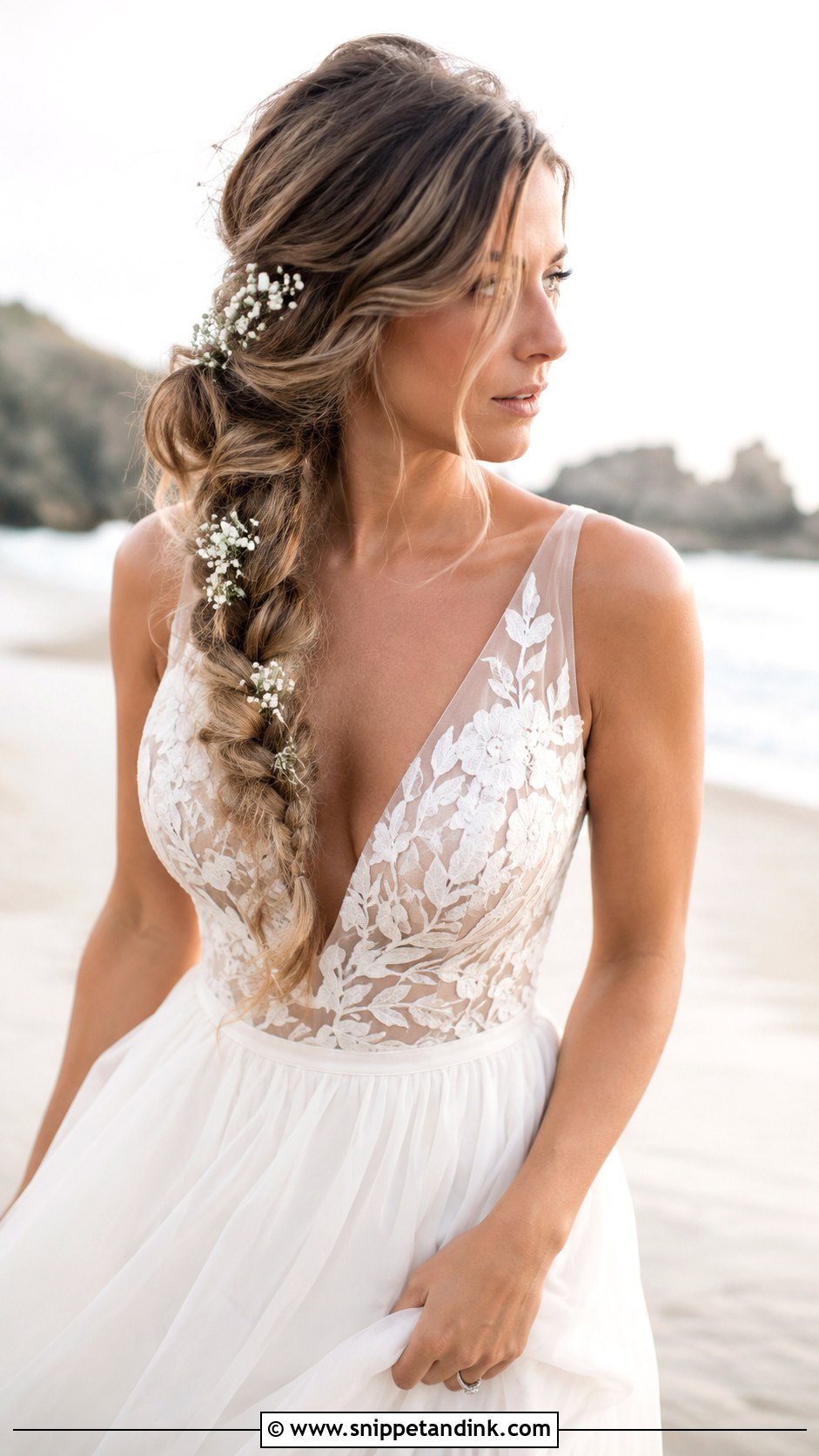 Loose Side Braid - Snippet and Ink - 25 Beach Wedding Hairstyles