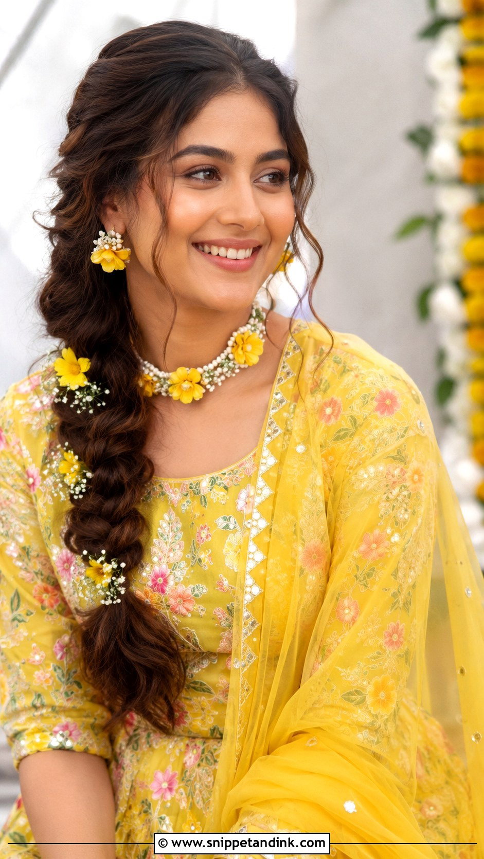 Loose Side Braid - Snippet and Ink - 25 Haldi Bride Hairstyle Ideas