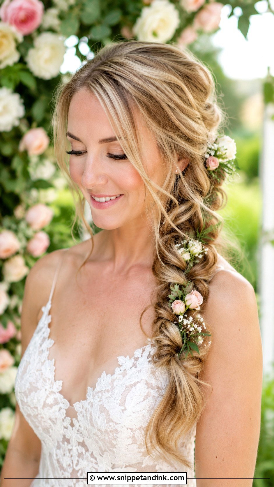 Loose Side Braid Bridal Hairstyle - Snippet and Ink - 20 Loose Bridal Hair Ideas