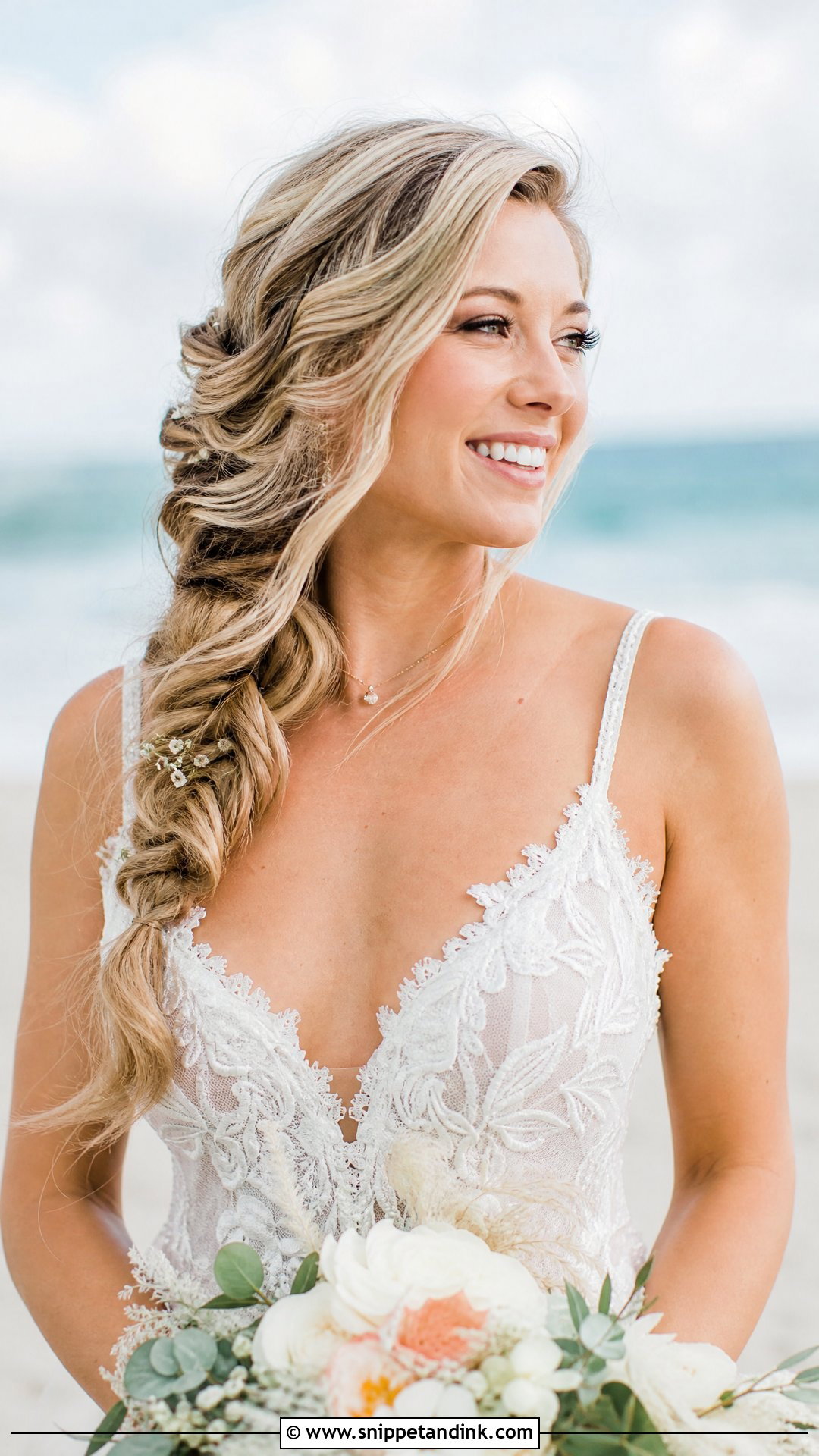 Loose Side Braid With Waves - Snippet and Ink - 30 Bridal Braids