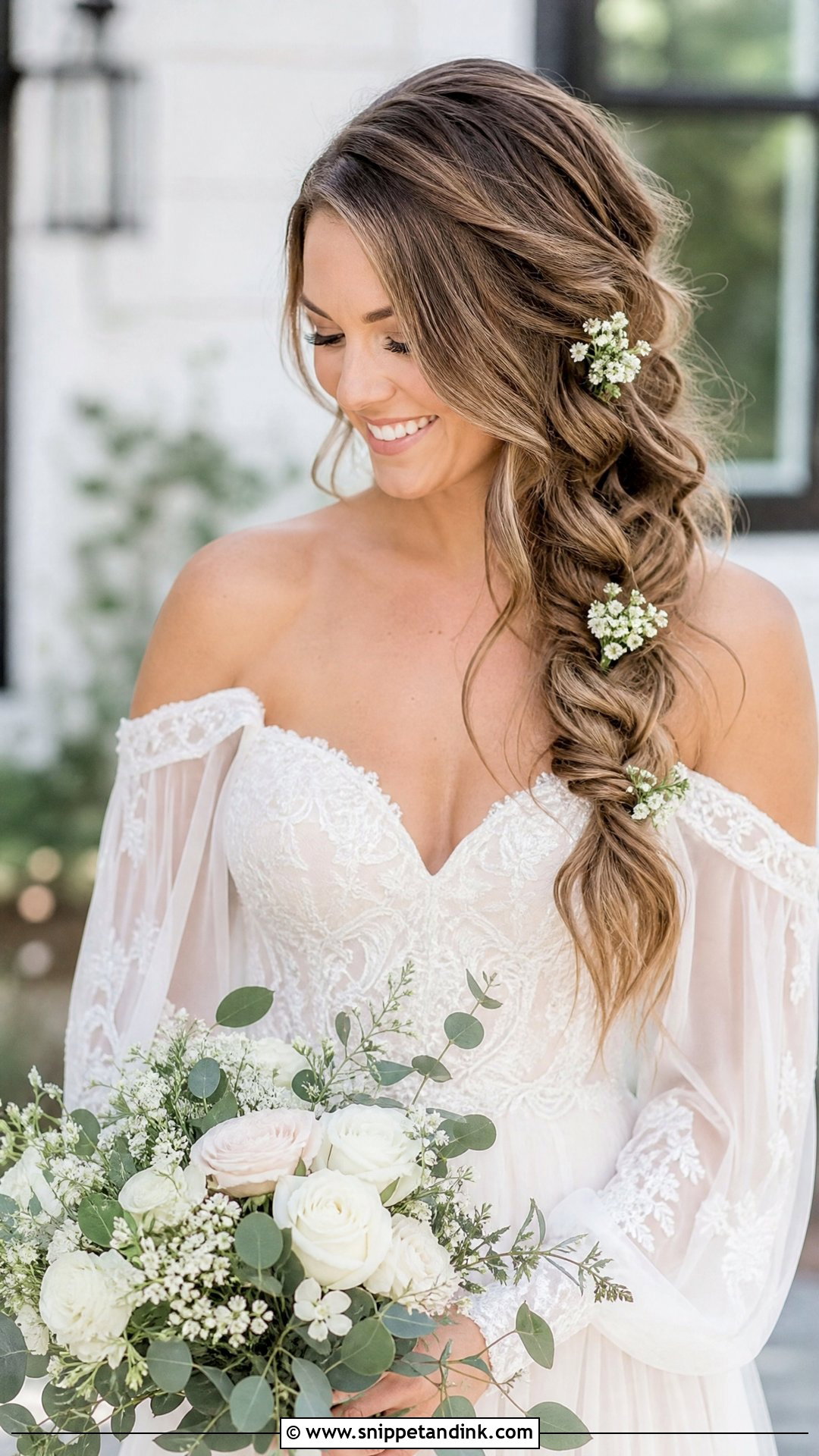 Loose Side Braid With Waves - Snippet and Ink - 20 Wedding Hair Design Ideas