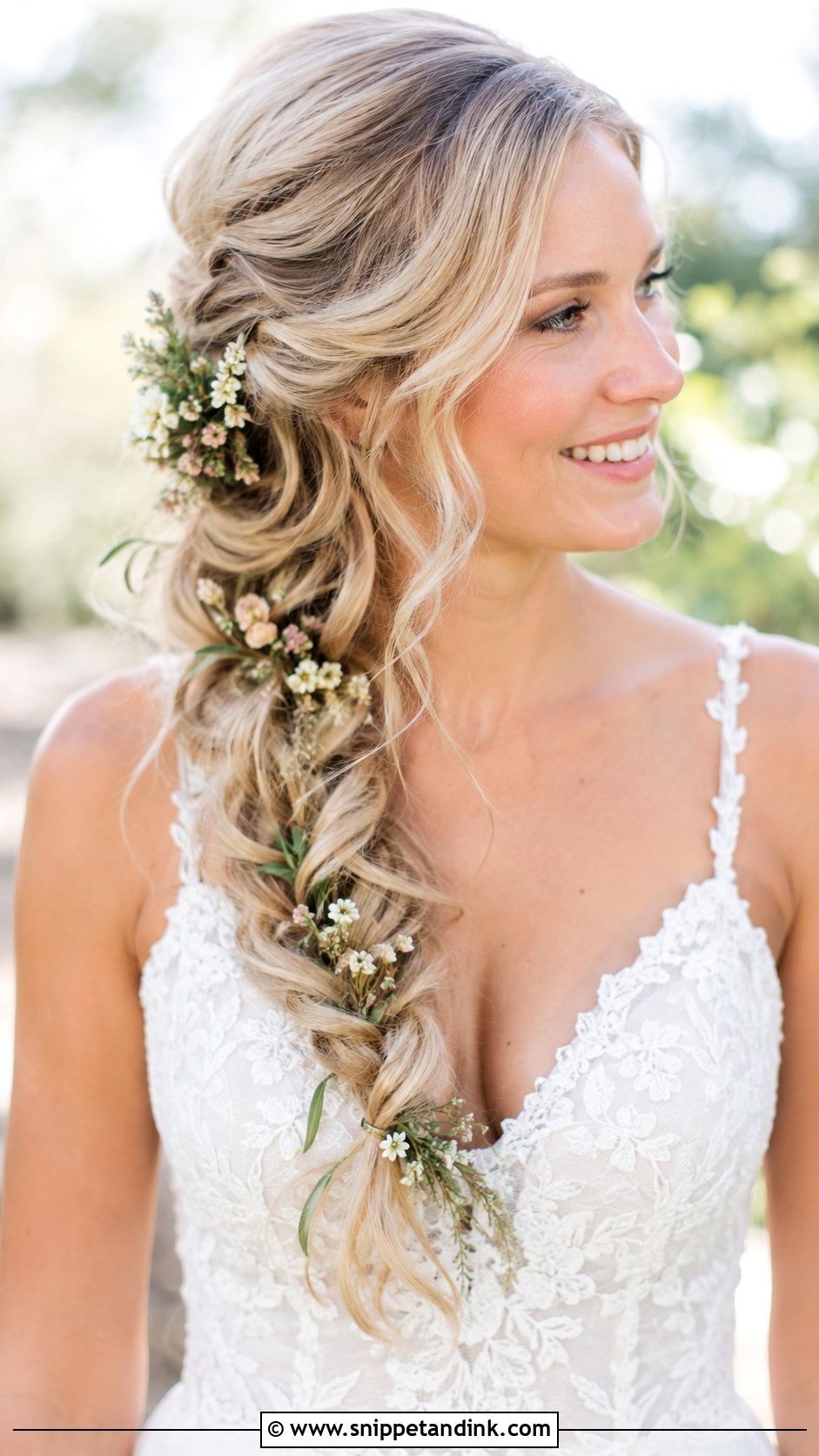 Loose Side Braid for Brides - Snippet and Ink - 25 Hairstyles for Brides