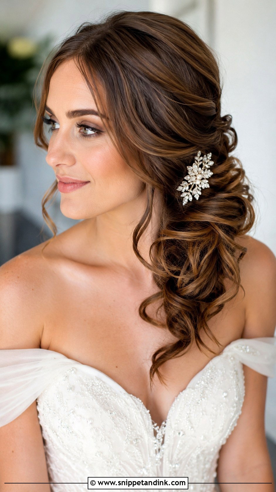 Loose Side Bun Bridal Updo - Snippet and Ink - 30 Loose Updo Wedding Ideas