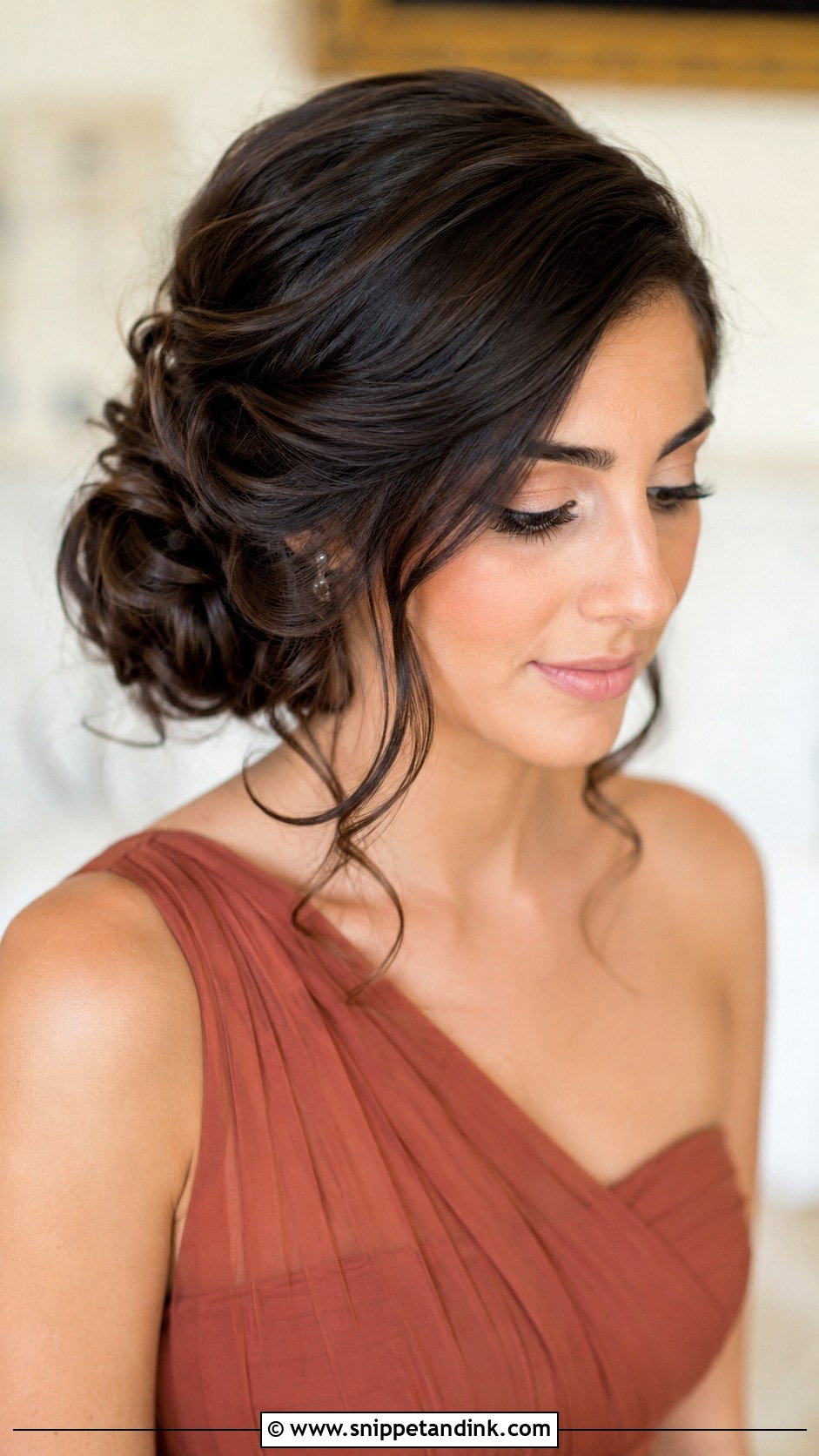 Loose Side Bun Bridesmaid Updo - Snippet and Ink - 20 Loose Updo Wedding Bridesmaid Ideas