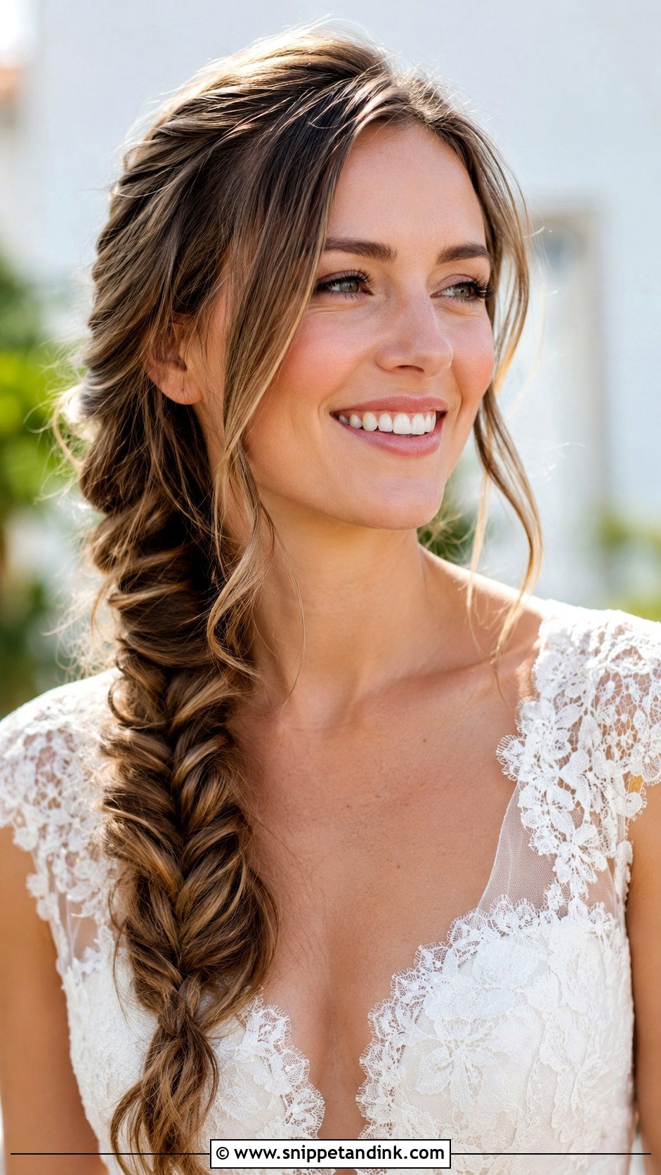 Loose Side Fishtail Braid - Snippet and Ink - 20 Bridal Side Braid Ideas