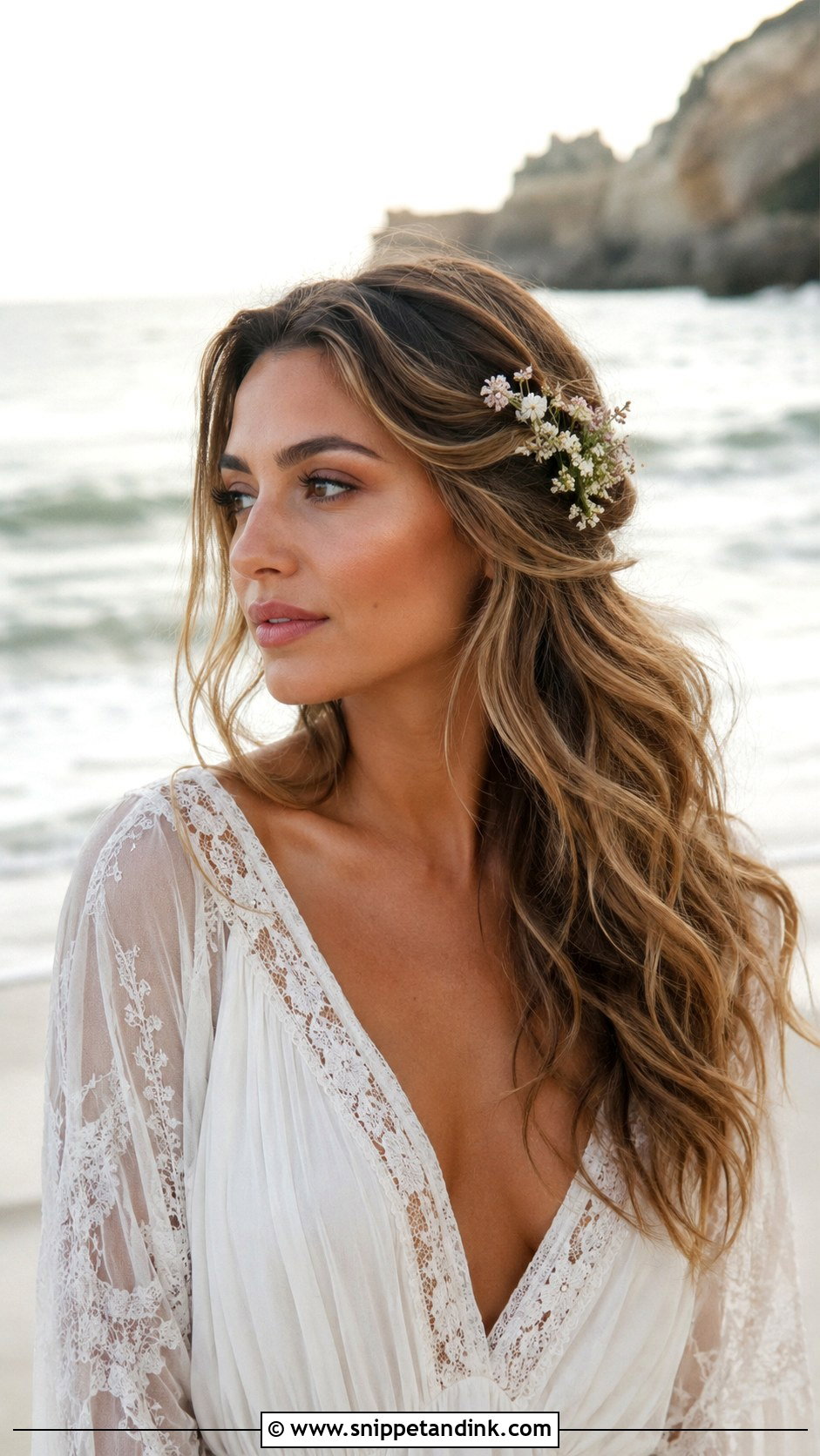 Loose Side Swept Boho Waves - Snippet and Ink - 20 Wedding Hair One Side Pulled Back Ideas