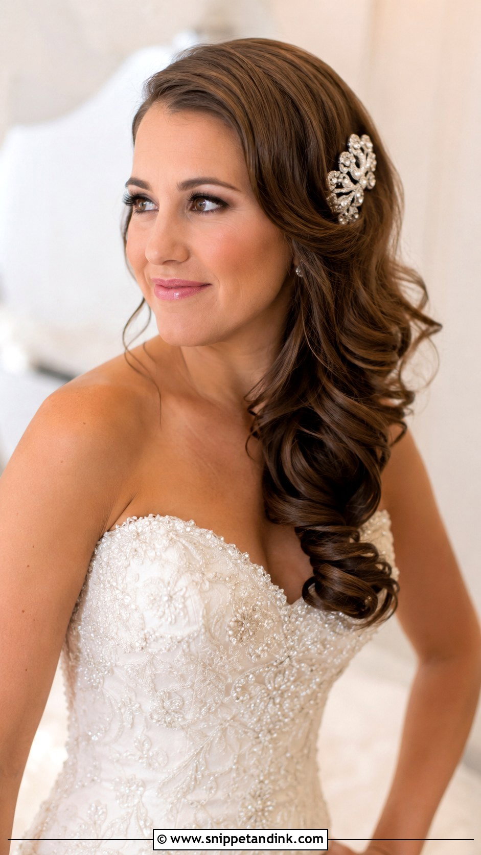 Loose Side Swept Curls - Snippet and Ink - 20 Easy Bridal Hair Ideas