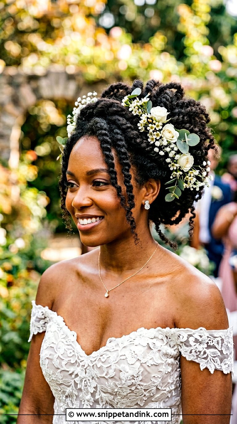 Loose Twist Out Updo - Snippet and Ink - 20 Black Wedding Hair Ideas