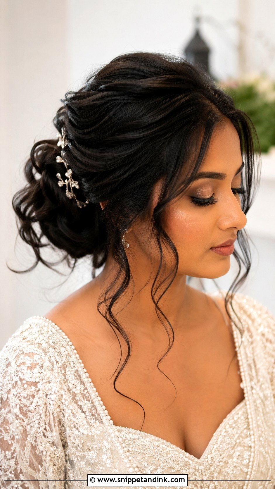 Loose Updo Wedding Hair With Face Framing Pieces - Snippet and Ink - 15 Wedding Hair Loose Updo Ideas