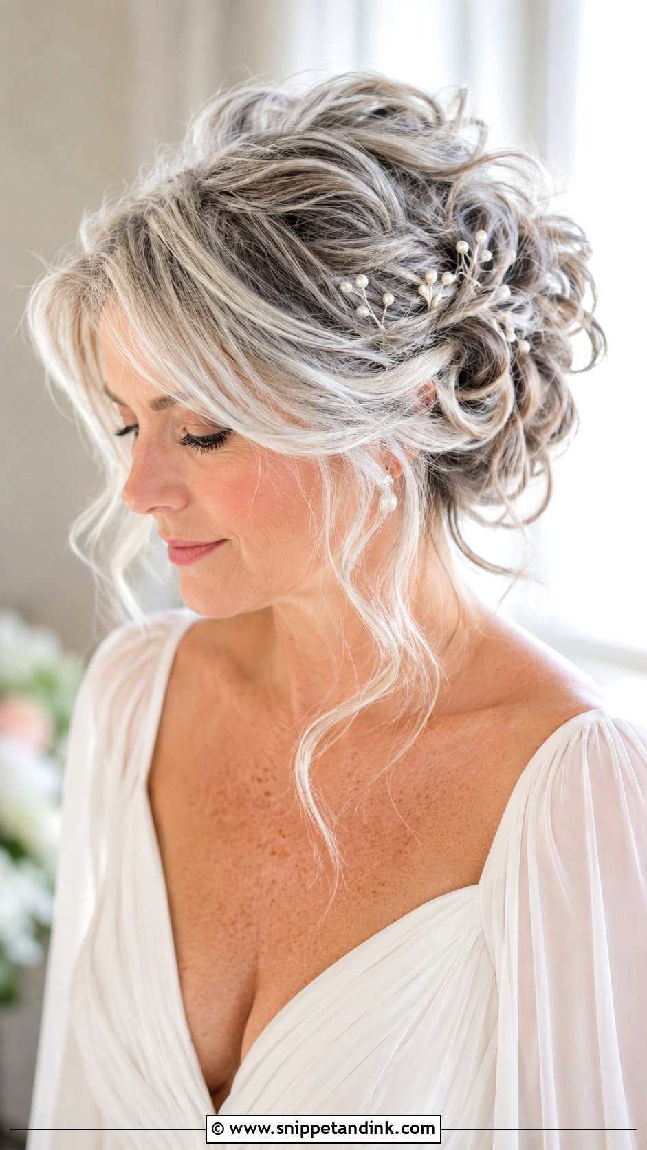 Loose Updo Wedding Hairstyle For Gray Hair - Snippet and Ink - 15 Wedding Hairstyles for Grey Hair