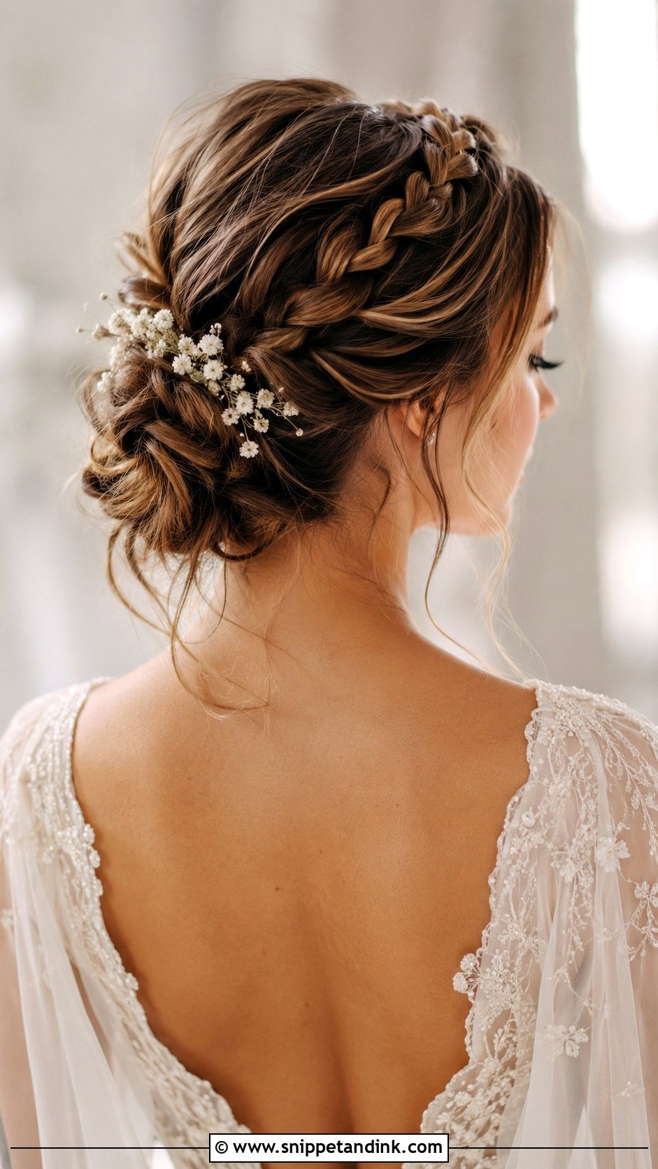 Loose Updo With Braided Crown - Snippet and Ink - 30 Loose Updo Wedding Ideas