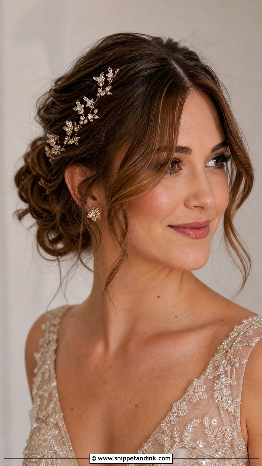 Loose Updo With Curtain Bangs - Snippet and Ink - 20 Wedding Guest Hair with Bangs Ideas