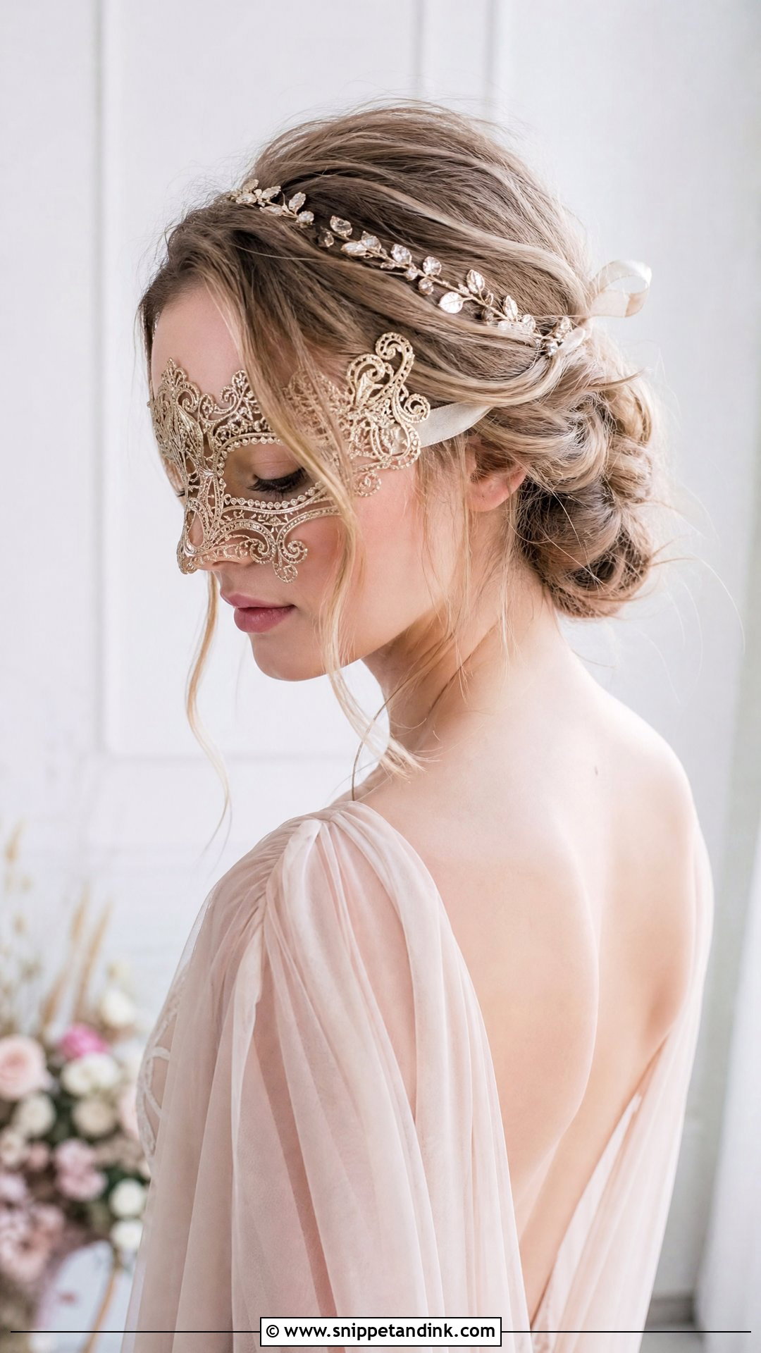 Loose Updo With Face Framing Tendrils - Snippet and Ink - 20 Hairstyles for Masquerade Ball