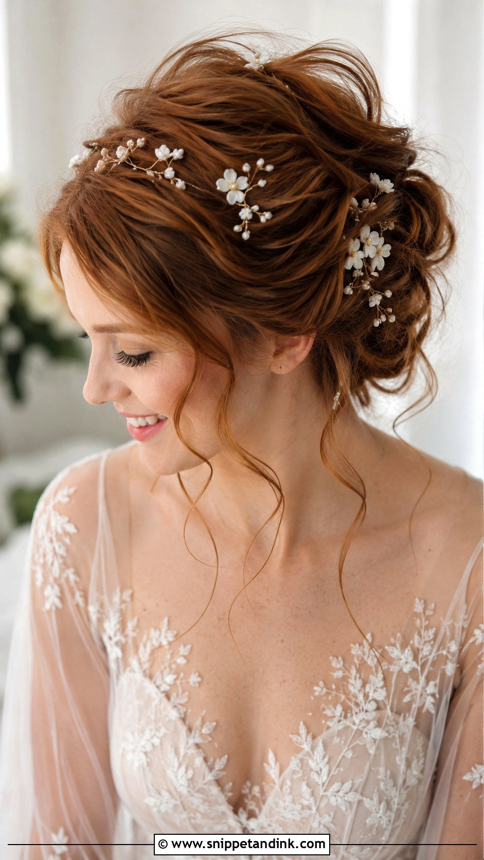 Loose Updo With Floral Hair Pins - Snippet and Ink - 15 Wedding Hairstyles Accessories