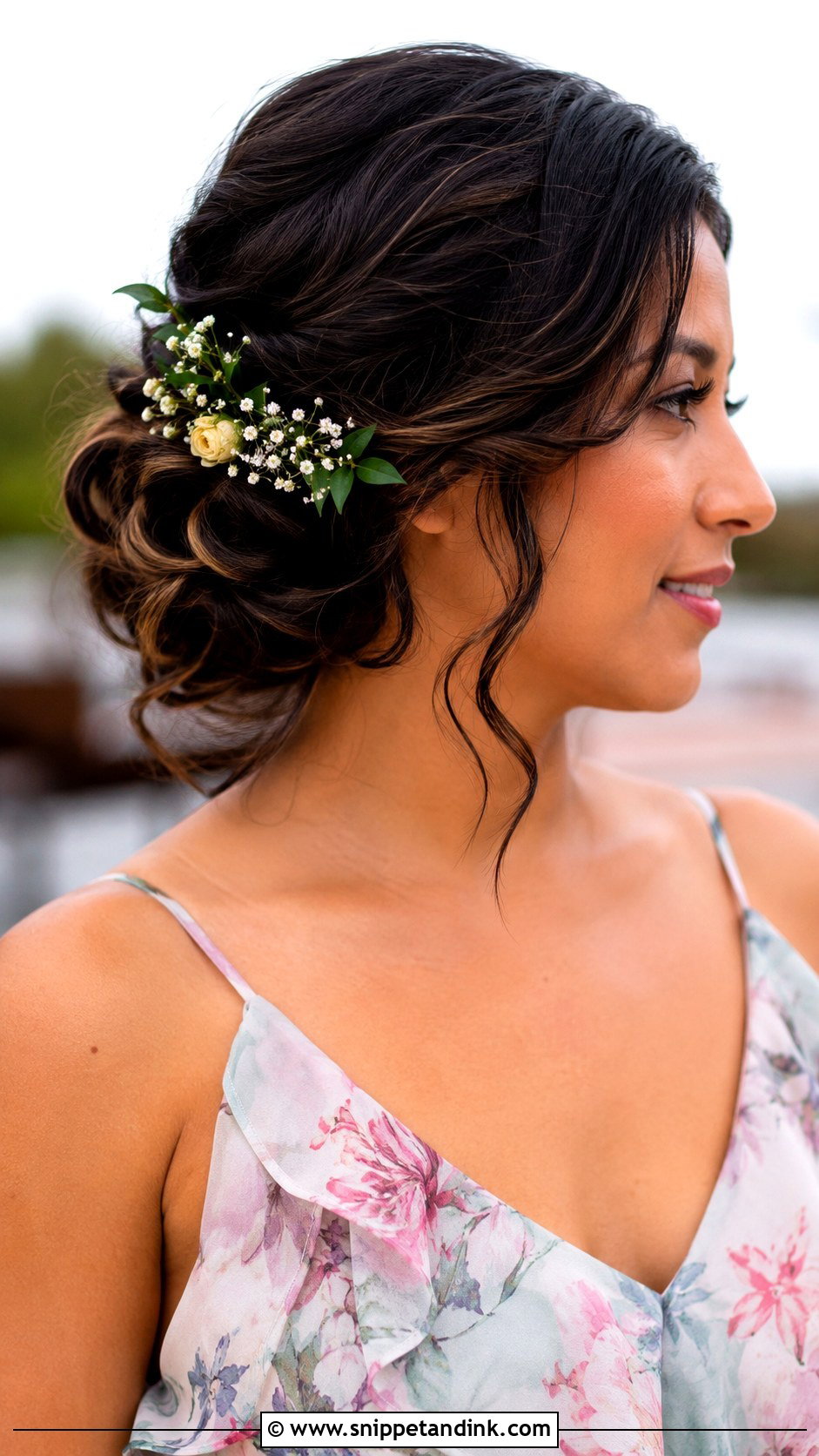 Loose Updo With Flowers - Snippet and Ink - 20 Loose Updo Wedding Bridesmaid Ideas