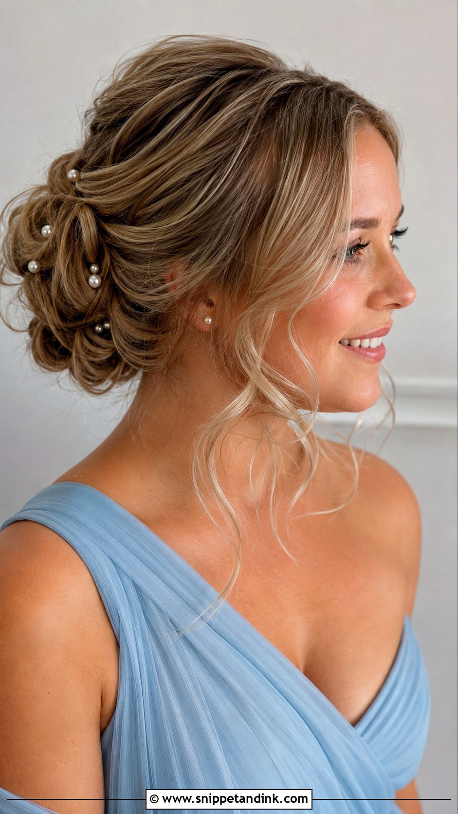 Loose Updo With Pearl Pins - Snippet and Ink - 20 Loose Updo Wedding Bridesmaid Ideas