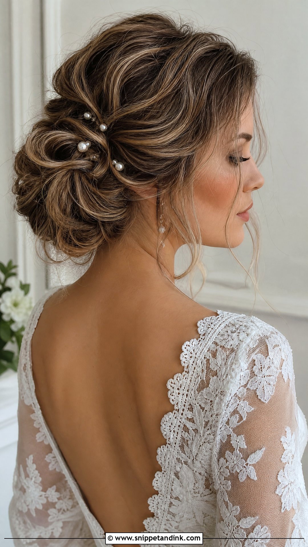 Loose Updo With Pearl Pins - Snippet and Ink - 20 Bride Hairstyles Front View