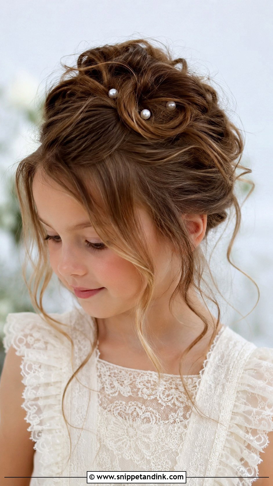 Loose Updo With Tendrils - Snippet and Ink - 30 Kids Wedding Hair Ideas