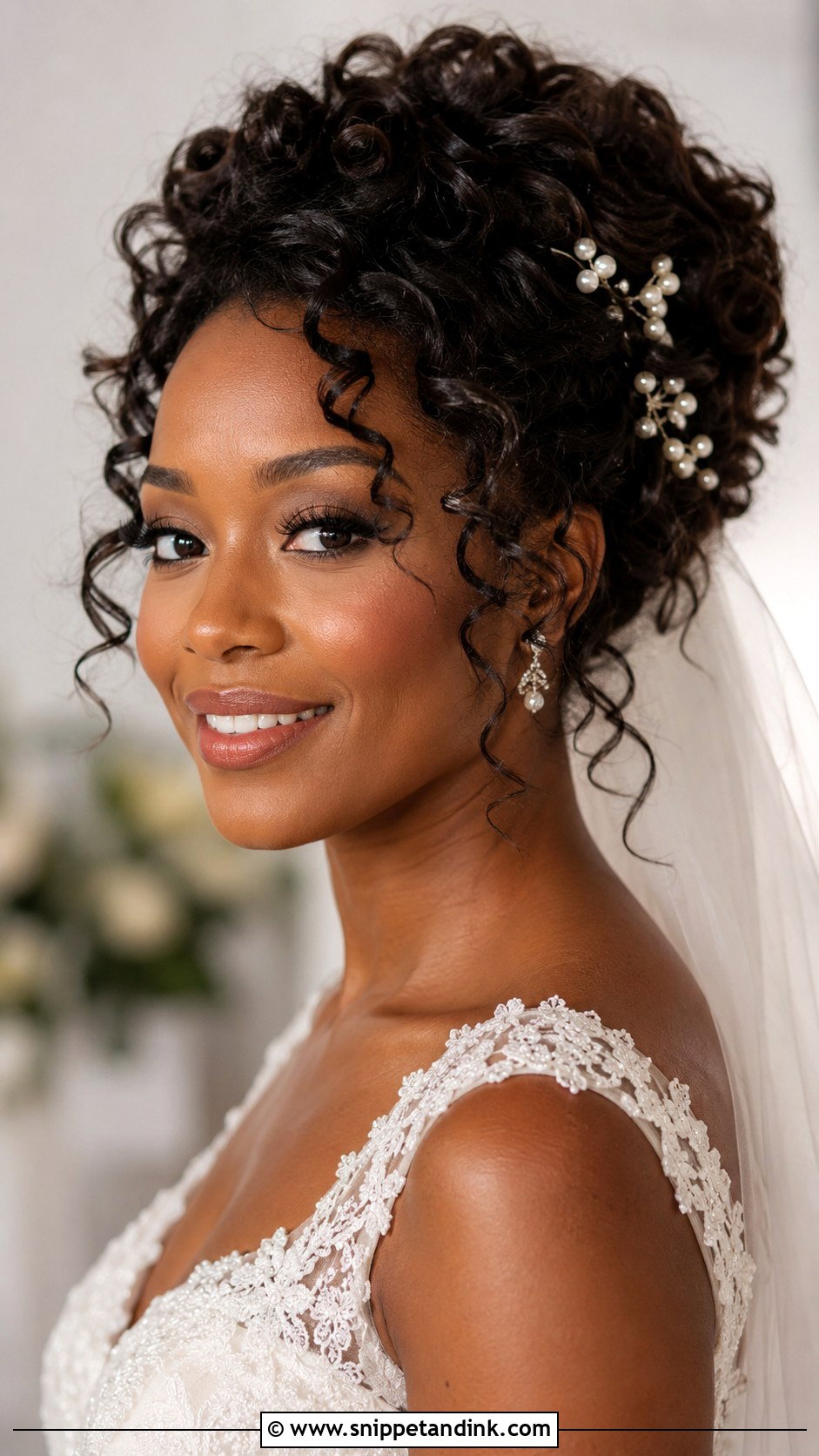 Loose Updo for Curly Hair - Snippet and Ink - 30 Loose Updo Wedding Ideas