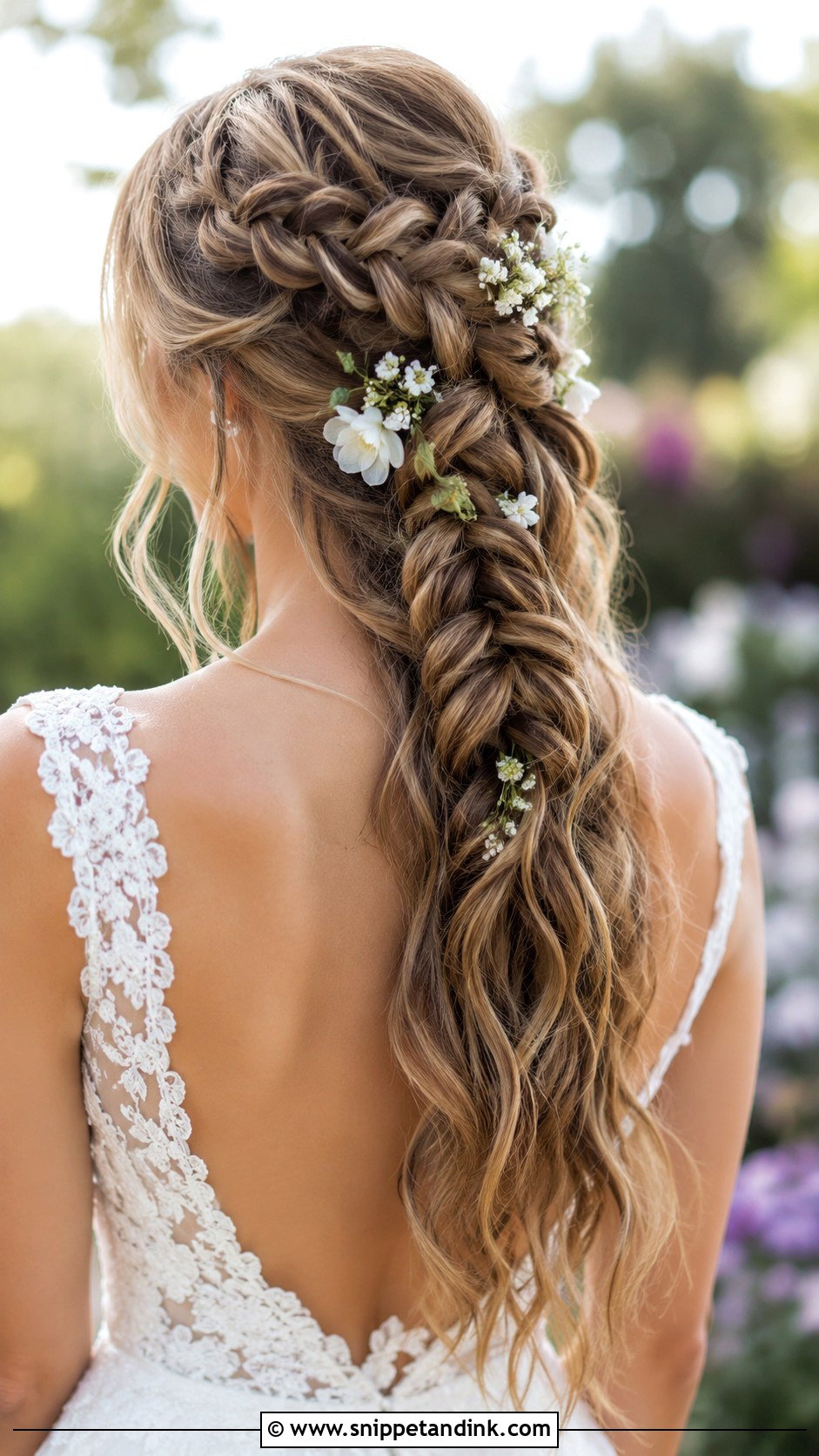 Loose Waterfall Braid for Weddings - Snippet and Ink - 30 Brides Hairstyles