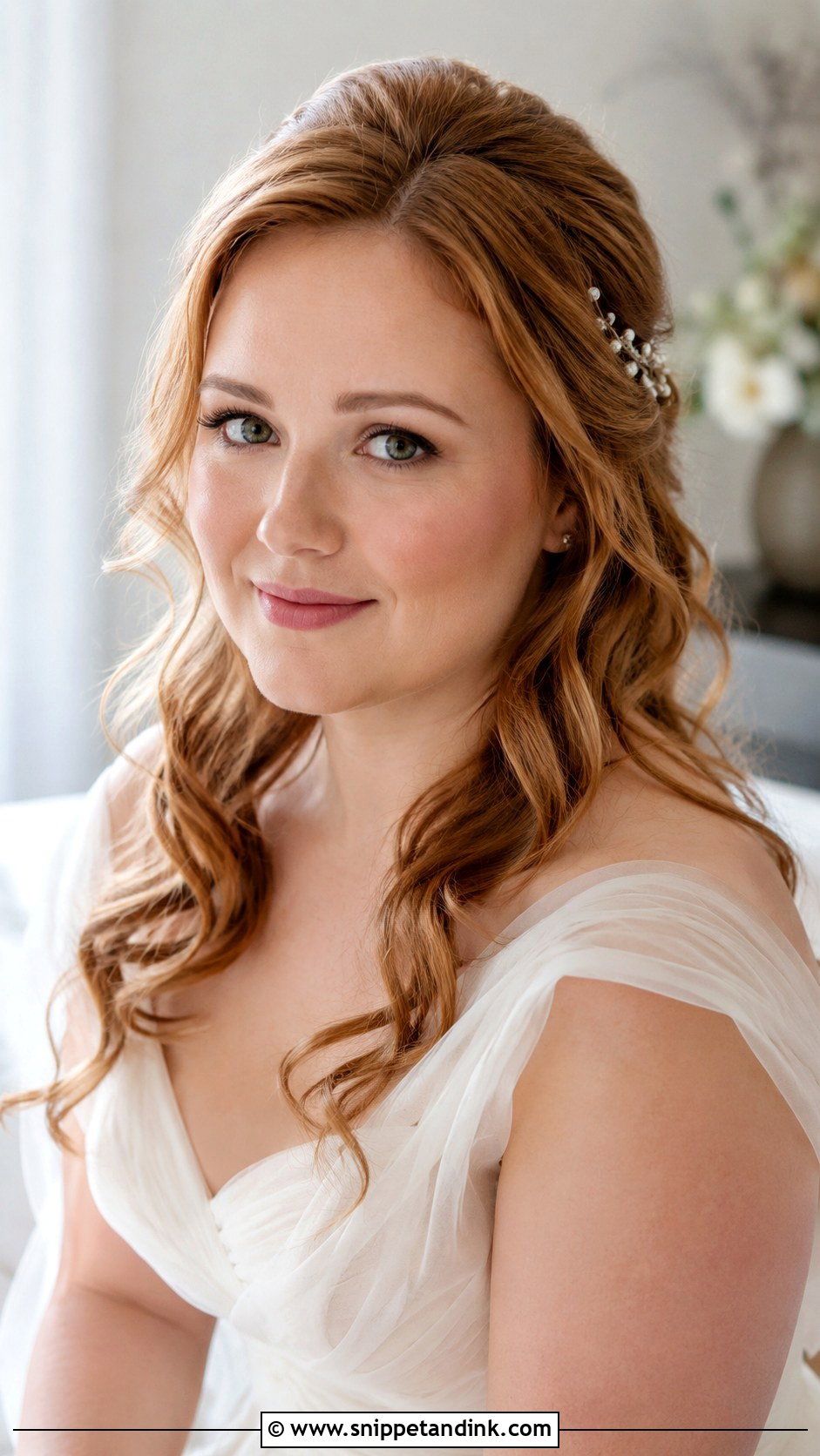 Loose Waves Bridal Hairstyle For Round Face - Snippet and Ink - 20 Bridal Hairstyles for Round Face Brides