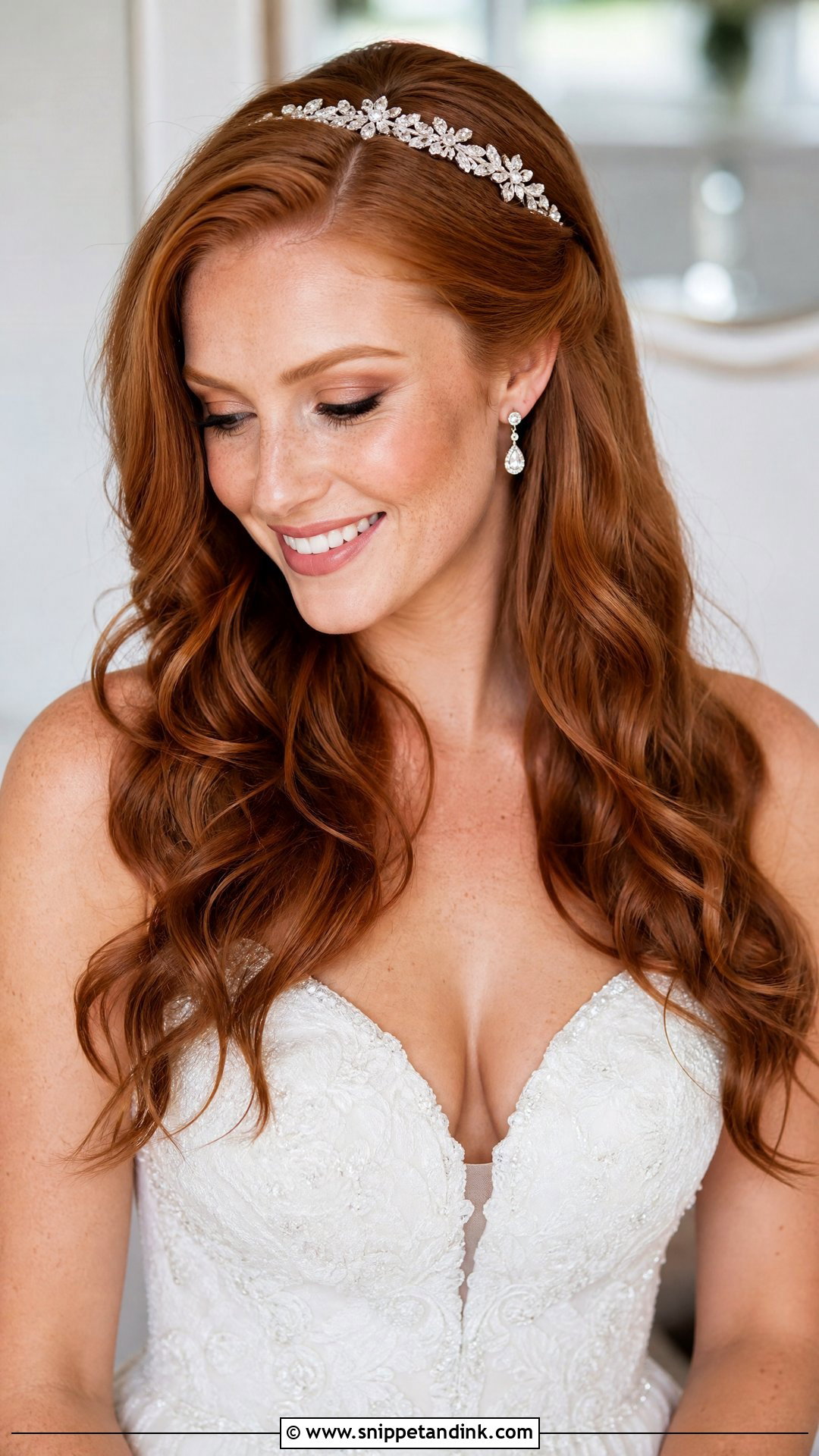 Loose Waves Down for Round Face Bride - Snippet and Ink - 20 Round Face Bride Hairstyle Ideas