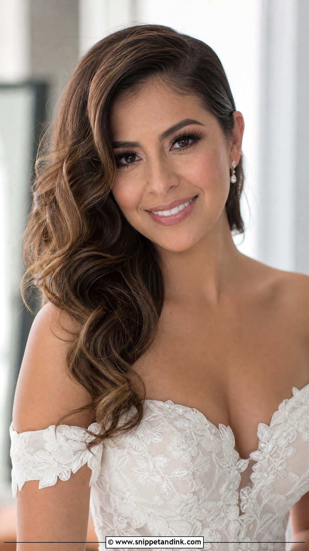 Loose Waves Swept to One Side - Snippet and Ink - 20 Bridal Hair One Side Pulled Back Ideas