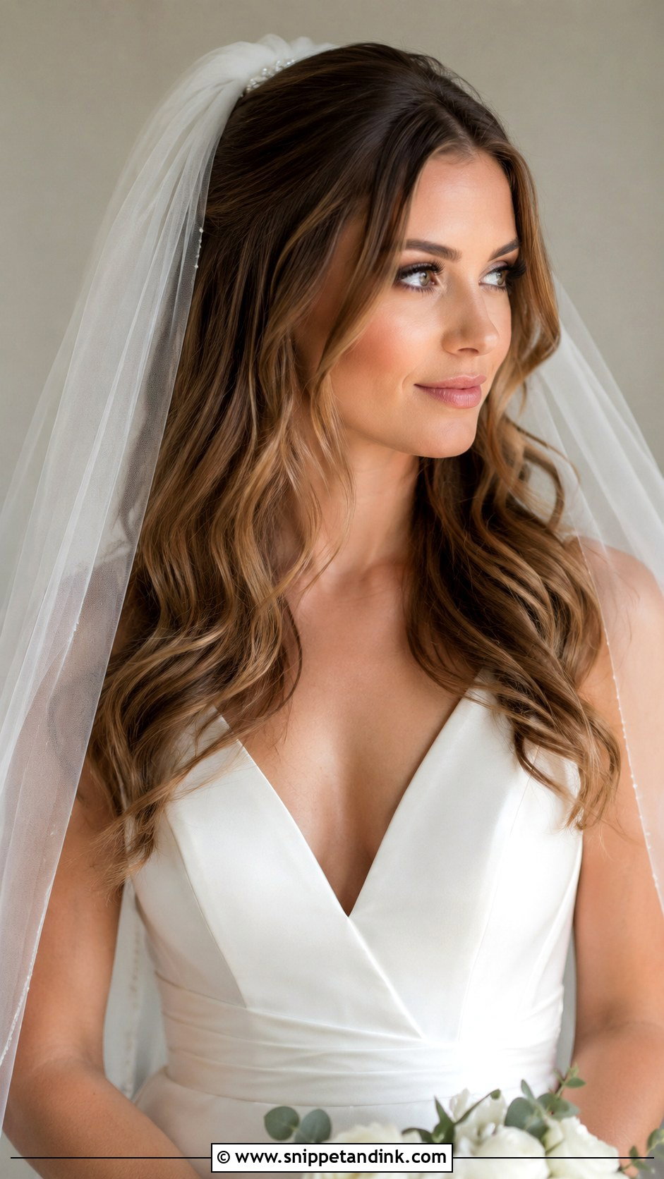 Loose Waves Wedding Hair Down With Veil - Snippet and Ink - 15 Wavy Hair Down Wedding Ideas
