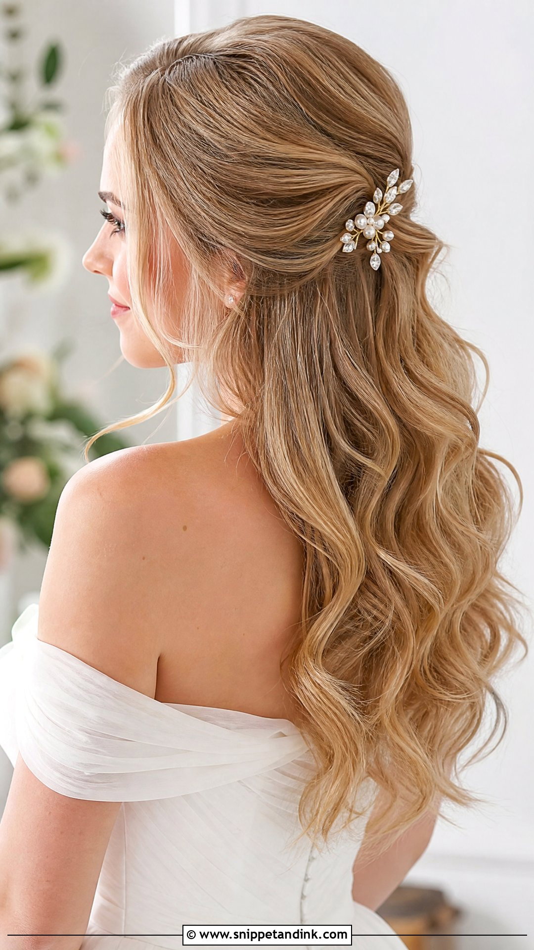 Loose Waves Wedding Hairstyle For Long Hair - Snippet and Ink - 20 Wedding Hairstyles for Long Hair Off Shoulder Dress