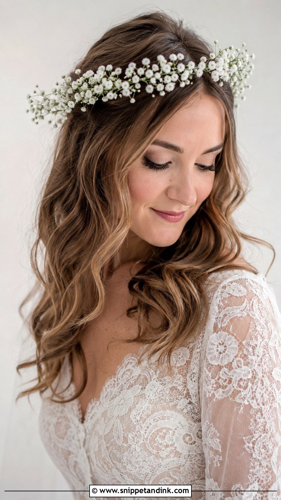 Loose Waves With Babys Breath Flower Crown - Snippet and Ink - 20 Wedding Hair with Flower Crown Ideas
