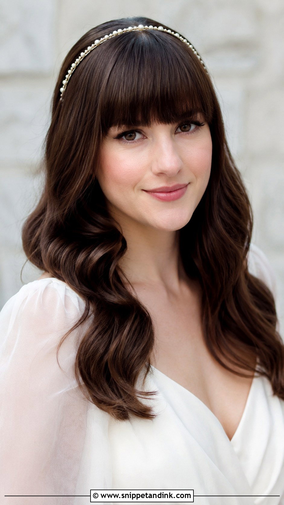 Loose Waves With Blunt Bangs - Snippet and Ink - 15 Wedding Hairstyles for Bangs