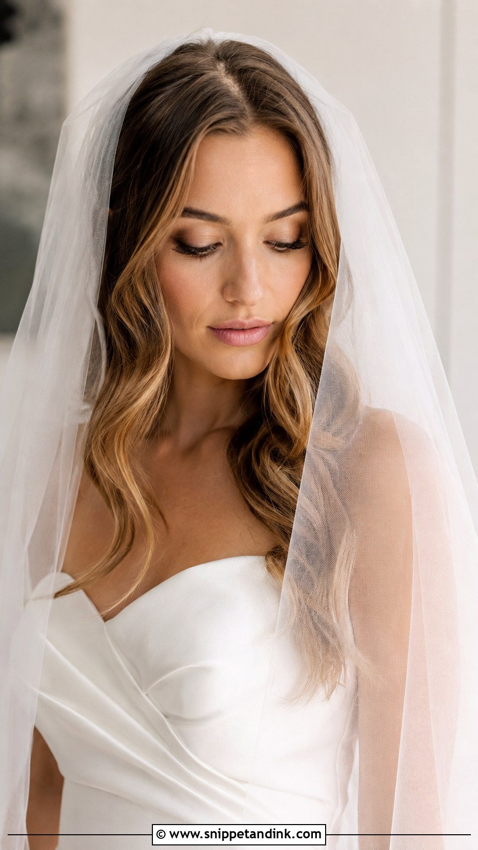 Loose Waves With Blusher Veil - Snippet and Ink - 25 Blusher Veil with Hair Down Ideas